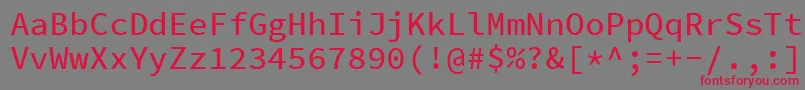 フォントSourcecodeproMedium – 赤い文字の灰色の背景