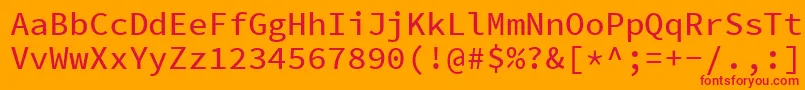 フォントSourcecodeproMedium – オレンジの背景に赤い文字