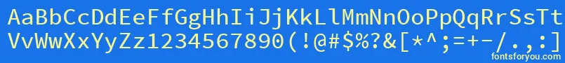 フォントSourcecodeproMedium – 黄色の文字、青い背景