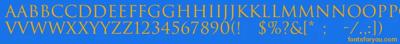 フォントDwitanNormal – オレンジ色の文字が青い背景にあります。