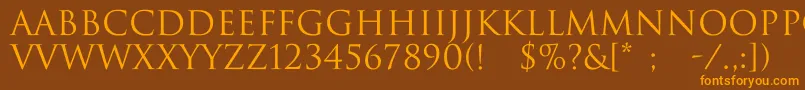 フォントDwitanNormal – オレンジ色の文字が茶色の背景にあります。