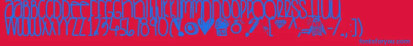 フォントSaturdaylove – 赤い背景に青い文字