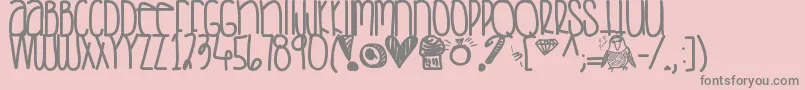 Lisätietoja Saturdaylove-fontista Saturdaylove-fontti – harmaat kirjasimet vaaleanpunaisella taustalla