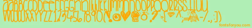 Saturdaylove-fontti – oranssit fontit vihreällä taustalla
