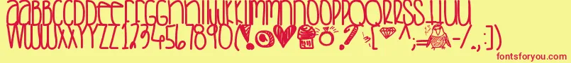 Saturdaylove-fontti – punaiset fontit keltaisella taustalla
