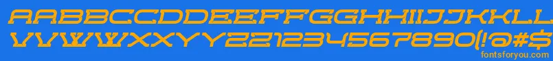 フォントCrewordItalic – オレンジ色の文字が青い背景にあります。