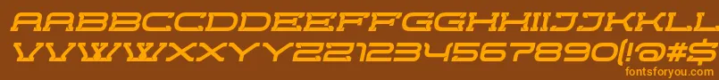 CrewordItalic-Schriftart – Orangefarbene Schriften auf braunem Hintergrund