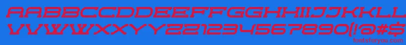 CrewordItalic-Schriftart – Rote Schriften auf blauem Hintergrund
