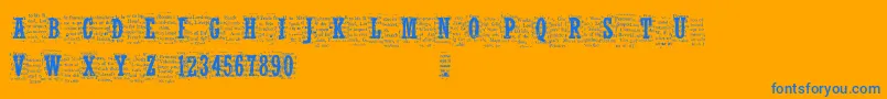 Cfnelsonoldnewspaper-Schriftart – Blaue Schriften auf orangefarbenem Hintergrund