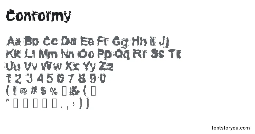 Conformy-fontti – aakkoset, numerot, erikoismerkit