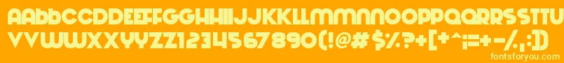 Fonte Machinations – fontes amarelas em um fundo laranja