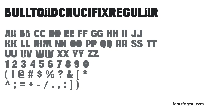 A fonte BulltoadcrucifixRegular – alfabeto, números, caracteres especiais