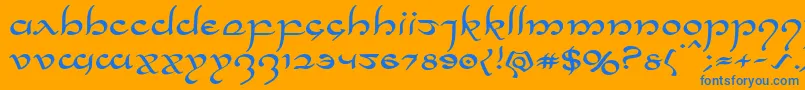 Halfelvenexpand-Schriftart – Blaue Schriften auf orangefarbenem Hintergrund