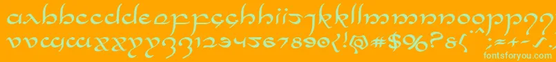 Halfelvenexpand-Schriftart – Grüne Schriften auf orangefarbenem Hintergrund