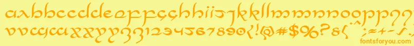 Halfelvenexpand Font – Orange Fonts on Yellow Background