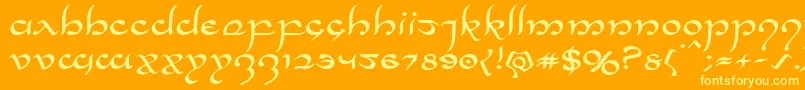 Halfelvenexpand-Schriftart – Gelbe Schriften auf orangefarbenem Hintergrund