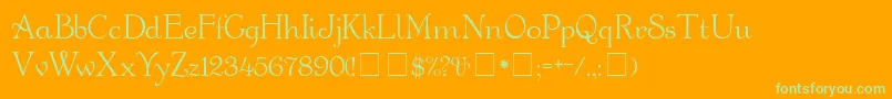 BauderieScriptSsi-Schriftart – Grüne Schriften auf orangefarbenem Hintergrund