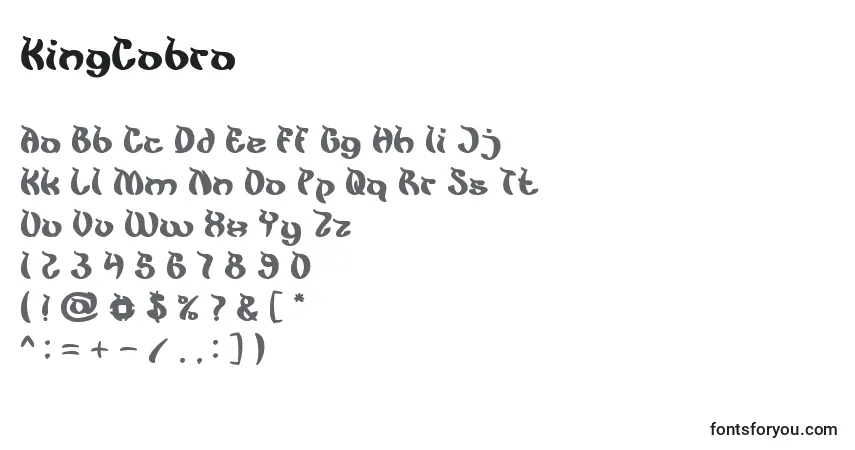 Czcionka KingCobra – alfabet, cyfry, specjalne znaki
