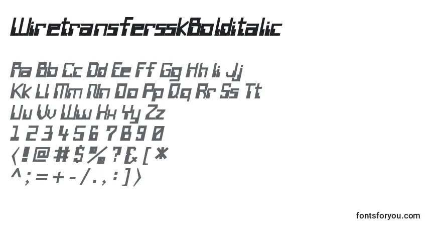 WiretransfersskBolditalicフォント–アルファベット、数字、特殊文字
