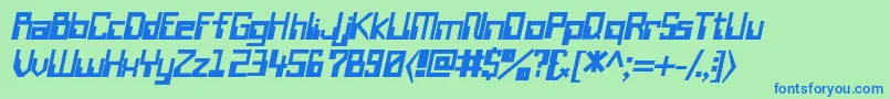 Шрифт WiretransfersskBolditalic – синие шрифты на зелёном фоне