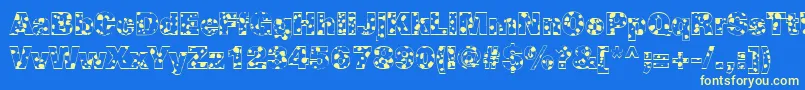 CowSpotsRegular Font – Yellow Fonts on Blue Background