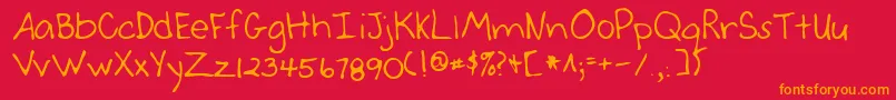 Lehn046-Schriftart – Orangefarbene Schriften auf rotem Hintergrund