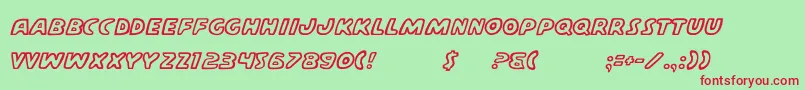 CasperComics-fontti – punaiset fontit vihreällä taustalla