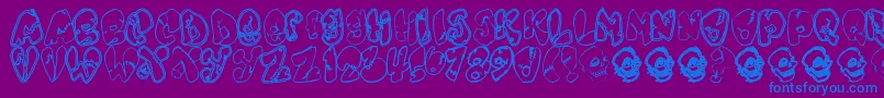 フォントChankenstein – 紫色の背景に青い文字