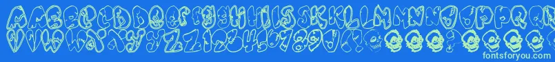 Chankenstein Font – Green Fonts on Blue Background