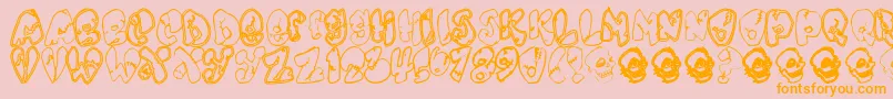 Chankenstein-Schriftart – Orangefarbene Schriften auf rosa Hintergrund