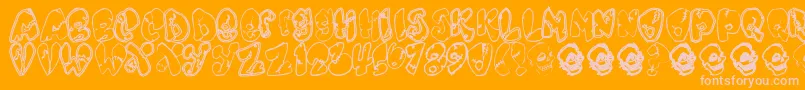 Chankenstein-fontti – vaaleanpunaiset fontit oranssilla taustalla