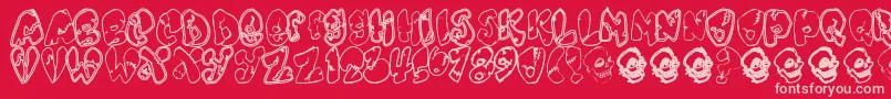 Chankenstein-fontti – vaaleanpunaiset fontit punaisella taustalla