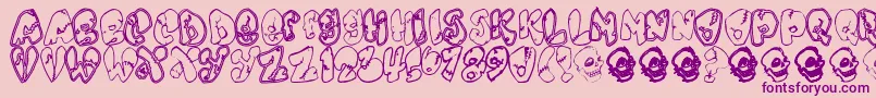 Chankenstein-Schriftart – Violette Schriften auf rosa Hintergrund