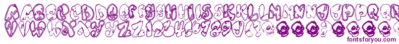 Chankenstein-Schriftart – Violette Schriften auf weißem Hintergrund