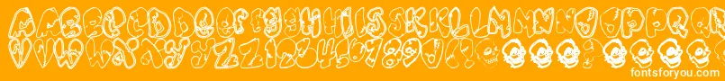 Chankenstein-Schriftart – Weiße Schriften auf orangefarbenem Hintergrund