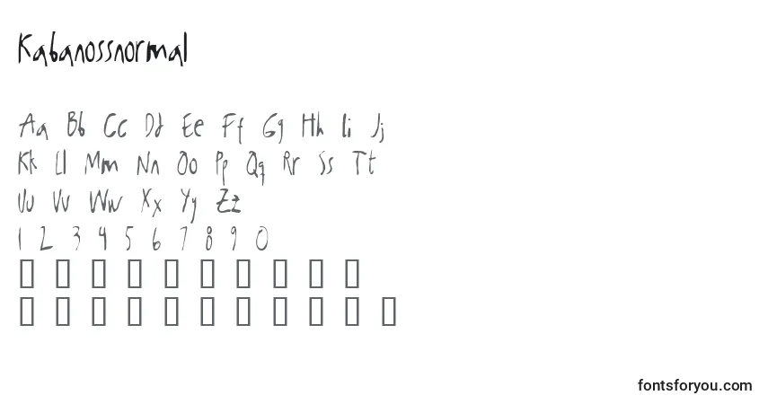 Czcionka Kabanossnormal – alfabet, cyfry, specjalne znaki