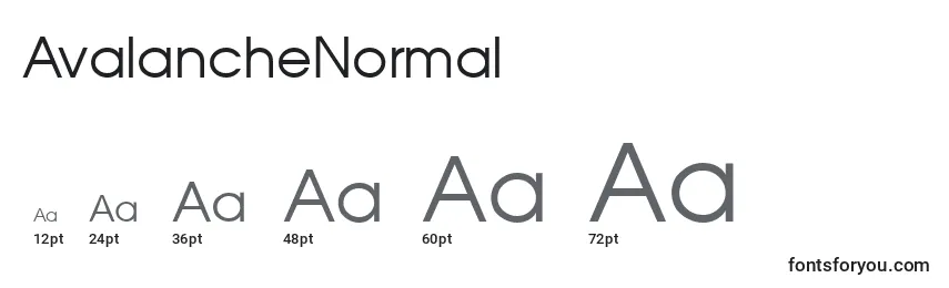 Размеры шрифта AvalancheNormal