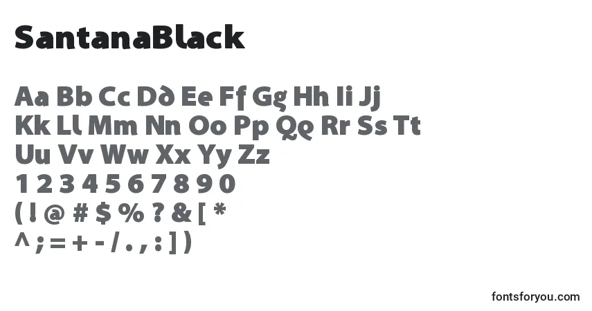Schriftart SantanaBlack – Alphabet, Zahlen, spezielle Symbole