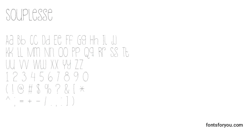 Schriftart Souplesse – Alphabet, Zahlen, spezielle Symbole