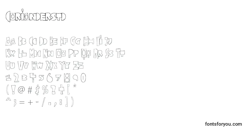 A fonte Corianderstd – alfabeto, números, caracteres especiais