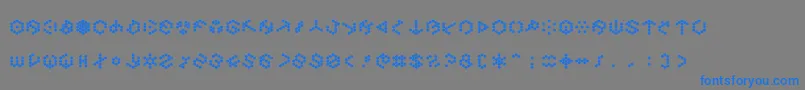 フォントDemonichypernovafont – 灰色の背景に青い文字
