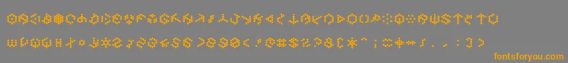 フォントDemonichypernovafont – オレンジの文字は灰色の背景にあります。