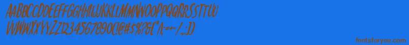 フォントKennebunkportcondital – 茶色の文字が青い背景にあります。