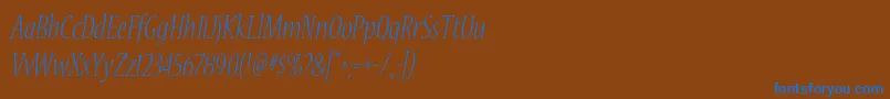 NuevastdLightconditalic Font – Blue Fonts on Brown Background