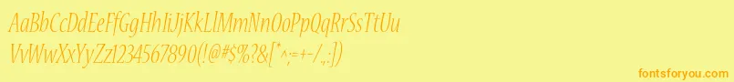 NuevastdLightconditalic Font – Orange Fonts on Yellow Background