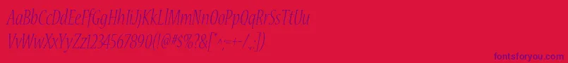 NuevastdLightconditalic Font – Purple Fonts on Red Background