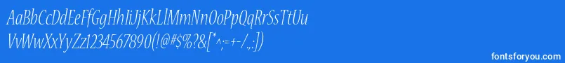 NuevastdLightconditalic Font – White Fonts on Blue Background