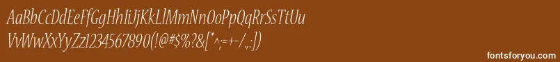 NuevastdLightconditalic Font – White Fonts on Brown Background