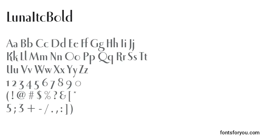 Шрифт LunaItcBold – алфавит, цифры, специальные символы