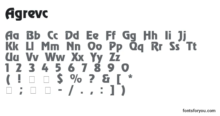 Czcionka Agrevc – alfabet, cyfry, specjalne znaki